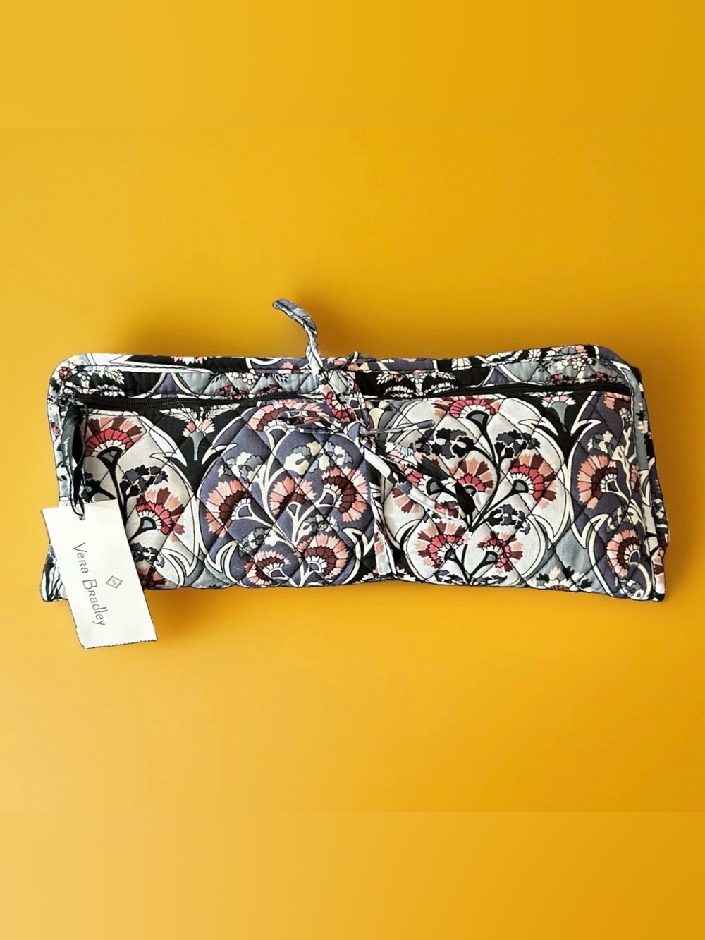 Vera Bradley Retired Ornate Blooms Quilted Curling & Flat Iron Cover Wrap Travel